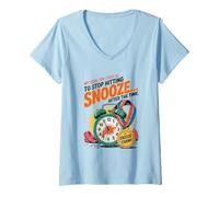 Femme My Goal for 2026 Réveil Amusant Morni Stop Hitting Snooze T-Shirt avec Col en V
