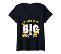 Femme My God is So Big - Construction Kids Christian Faith Animals T-Shirt avec Col en V