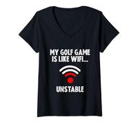 Femme My Golf Game is Like WiFi... Unstable T-Shirt avec Col en V