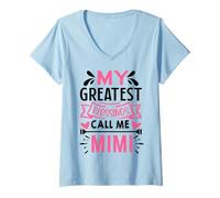 Femme My Greatest Blessings Call Me Mimi T-Shirt avec Col en V