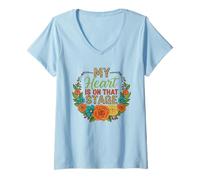 Femme My Heart is on That Stage T-Shirt avec Col en V