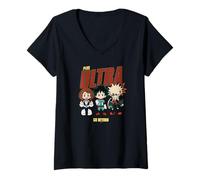Femme My Hero Academia Go Beyond Chibi Character Collage Anime T-Shirt avec Col en V