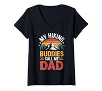 Femme My Hiking Buddies Call Me Dad Funny Randonnée T-Shirt avec Col en V