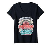 Femme My Hobbies Include Overthinking Funny Anxious Mind T-Shirt avec Col en V