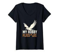 Femme My Hobby Flies at 160 MPH Falcon Bird of Prey Hunter T-Shirt avec Col en V