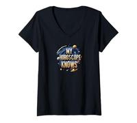 Femme My Horoscope Knows Funny Astrology Space Stars T-Shirt avec Col en V