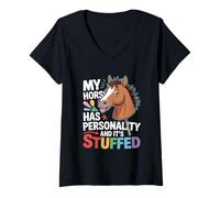Femme My Horse Has Personality And It's Stuffed Hobby Horse T-Shirt avec Col en V