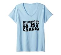 Femme My Husband Is My Cardio Humour Marriage Life T-Shirt avec Col en V