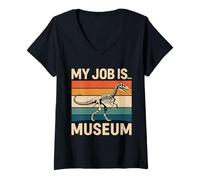 Femme My Job is... Museum T-Shirt avec Col en V