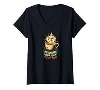 Femme My Jokes are Darker Than My Coffee Skull Steam T-Shirt avec Col en V