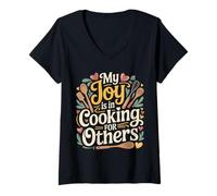Femme My Joy is in Cooking for Others Chef passionné - T-Shirt avec Col en V