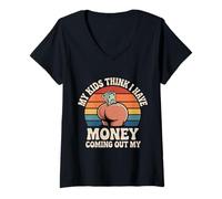 Femme My Kids Think I Have Money Coming Out My Broke Parent - T-Shirt avec Col en V
