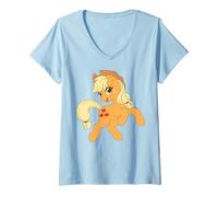 Femme My Little Pony: Friendship is Magic Happy Applejack Pose T-Shirt avec Col en V