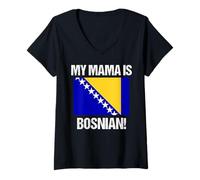 Femme My Mama is Bosnian Countries Drapeau Bosnie Culture T-Shirt avec Col en V