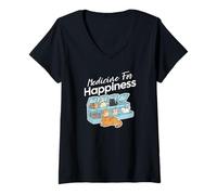 Femme My Medicine for Happiness Called Cats Every Day, Chaton T-Shirt avec Col en V