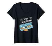 Femme My Medicine for Happiness Called Cats Every Day, kitte, n Cat T-Shirt avec Col en V