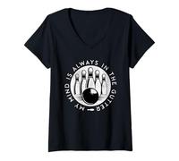 Femme My Mind is Always in The Gutter Bowler Jeu de Bowling Amusant T-Shirt avec Col en V