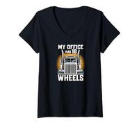 Femme My Office Has 18 Wheels Semi Truck Driver Work T-Shirt avec Col en V
