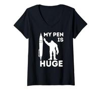 Femme My Pen Is Huge Sarcastic Humour Joke Meme Cool Saying Funny T-Shirt avec Col en V