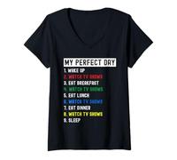 Femme My Perfect Day Regarder des émissions de télévision T-Shirt avec Col en V
