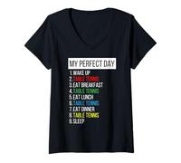 Femme My Perfect Day, Tennis de table T-Shirt avec Col en V