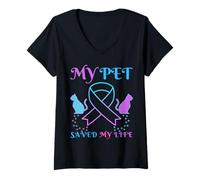 Femme My Pet Saved My Life Suicide Soutien émotionnel Chat T-Shirt avec Col en V