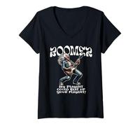 Femme My Playlist Can Beat Up Your Playlist Design Fun Baby Boomer T-Shirt avec Col en V