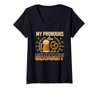 Femme My Pronouns are Germany Allemagne T-Shirt avec Col en V