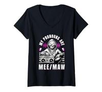 Femme My Pronouns are Mee Maw Funny Hip Hop Grandma Meme Gifts T-Shirt avec Col en V