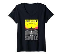 Femme My Runway is as Wide as My Smile T-Shirt avec Col en V