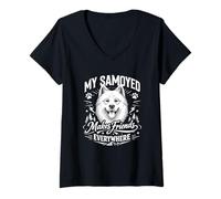 Femme My Samoyed Makes Friends Everywhere - Chien samoyède T-Shirt avec Col en V