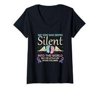 Femme My Son Born Silent Infant Loss Sensibilisation à la Perte de bébé T-Shirt avec Col en V