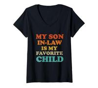 Femme My Son in Law is My Favorite Child Humour Famille Humour Groovy T-Shirt avec Col en V