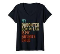 Femme My Son In Law Is My Favorite Child Retro Remplacé Daughter T-Shirt avec Col en V