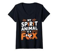 Femme My Spirit Animal Is a Fox - Amour animal mignon et drôle T-Shirt avec Col en V
