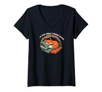Femme My Spirit Animal is Napping Sleeping Fox T-Shirt avec Col en V