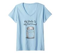 Femme My Starter is My Best Friend Sourdough Bread Baking Baker T-Shirt avec Col en V