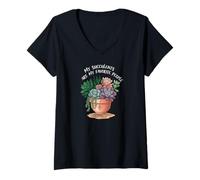Femme My Succulents are My Favorite People Funny Plant Lover T-Shirt avec Col en V