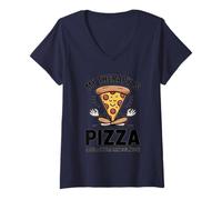 Femme My Therapy is Pizza Humour Humoristique Mindfulness Foodie Yoga Humour T-Shirt avec Col en V