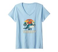 Femme My Therapy Ski Lover Design rétro T-Shirt avec Col en V
