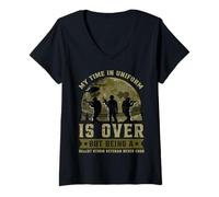 Femme My Time in Uniform is Over But Being a Desert Storm Vetera T-Shirt avec Col en V