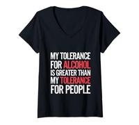 Femme My Tolerance for Alcohol Beats My Tolerance for People------ T-Shirt avec Col en V