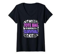 Femme My Tote Bag is Basically A Survival KIT T-Shirt avec Col en V