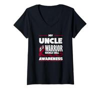 Femme My Uncle is A Warrior Faucille Cell Awareness T-Shirt avec Col en V
