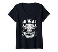Femme My Vizsla Makes Friends Everywhere - Chien Vizsla T-Shirt avec Col en V