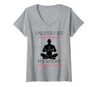 Femme My Weight Isn't Your Business Homme Sarcastique Yoga Zen Men Fit T-Shirt avec Col en V