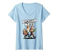 Femme Mycélium Mates Identification de la Chasse aux Champignons Sauvages T-Shirt avec Col en V