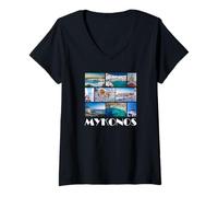 Femme Mykonos Souvenir/Mykonos Grèce/Mykonos T-Shirt avec Col en V