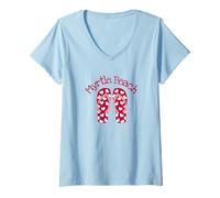 Femme Myrtle Beach Tongs Motif cœurs nautiques T-Shirt avec Col en V