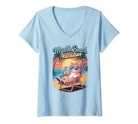 Femme Myrtle Beach Vacances Chat Vacay Voyage Drôle Maman T-Shirt avec Col en V